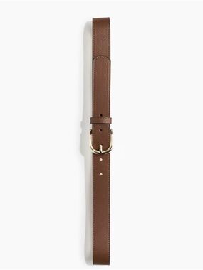 H&M Brown Leather Belt with Gold Buckle
